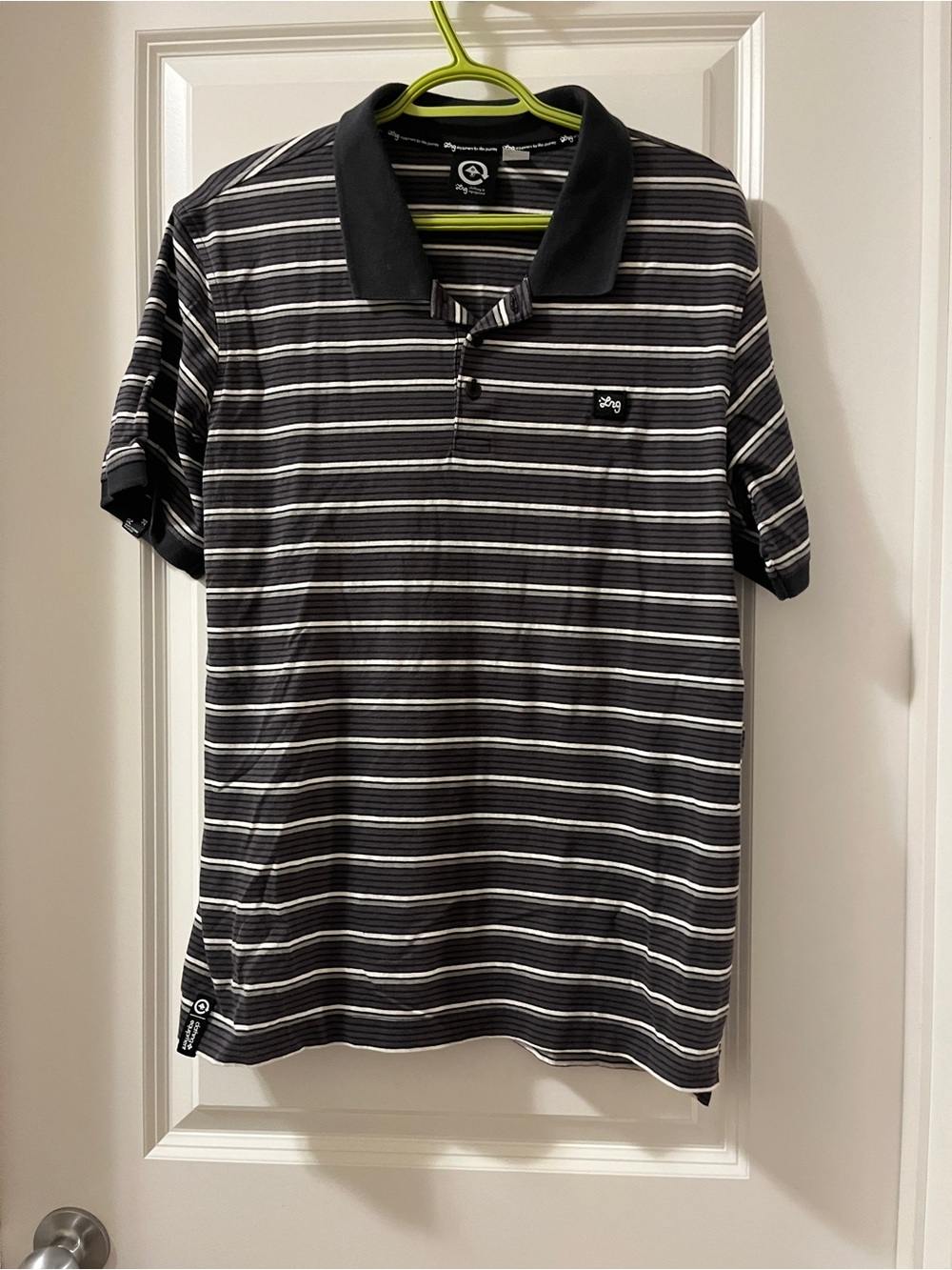 Lrg Striped Black Polo Shirt with Contrast Collar